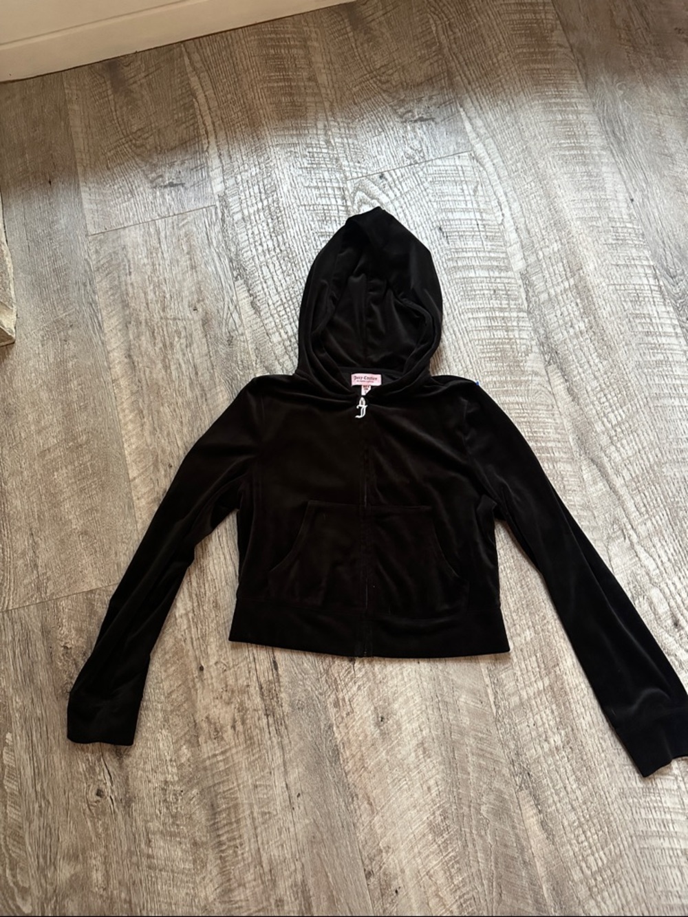 Juicy Couture Black Velour Hooded Zip Jacket